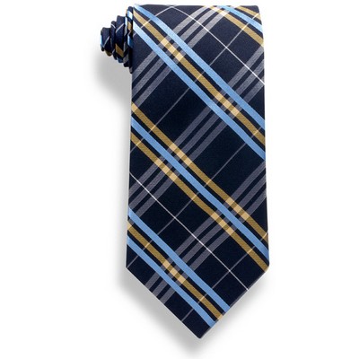 Navy Blue Plaid Silk Tie