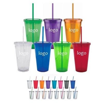 16 Oz. Double Wall Tumbler with Straw