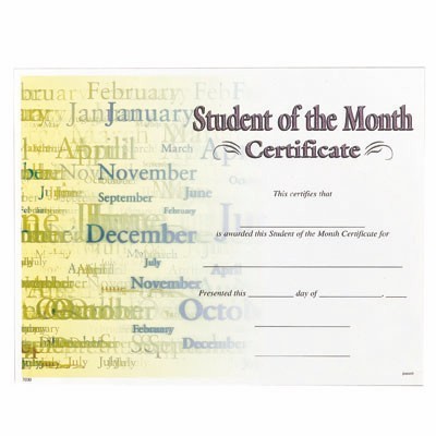 Student of the Month Award Certificate