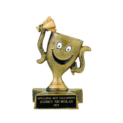 4" Smiley Cup Academic Trophy w/Engraving Plate