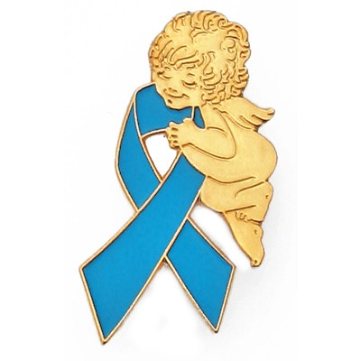 Light Blue Ribbon Angel Pin