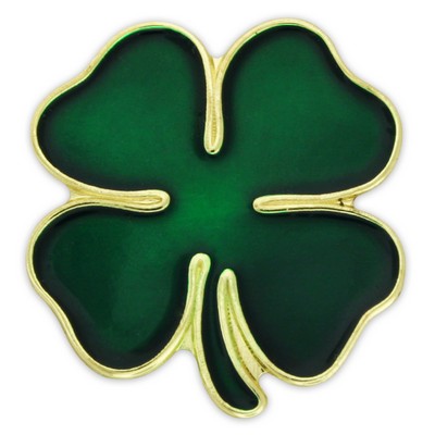 Holiday - Green Four Leaf Clover Pin Gold -or- Silver