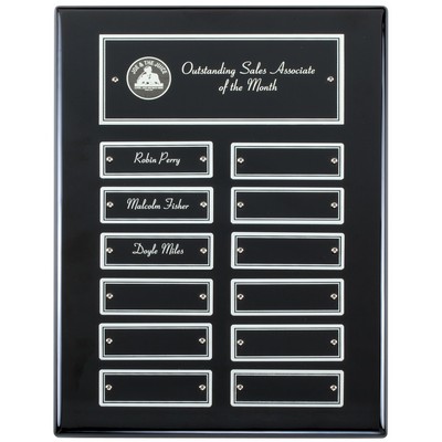 Ebony Perpetual Award Plaque Silver Engraved 12 Plate