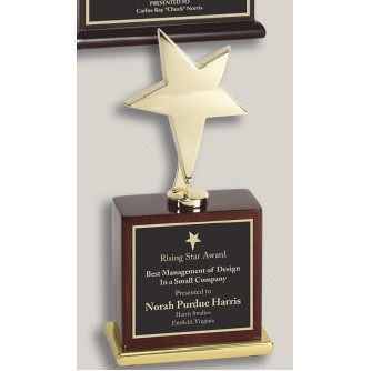 7.5" Gold Star Award w/Rosewood Base