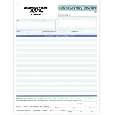 Ruled 3 Part Contractors Invoice Forms - 8½"x 11"