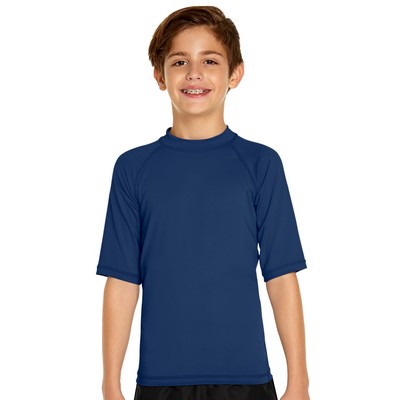 Youth Short Sleeve Rash Guard - Navy Blue