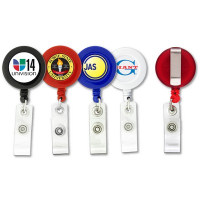 Printed Round Badge Reel w/ Sliding Belt Clip