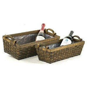 Stained Woodchip Tray/Gift Basket (Set of 2)