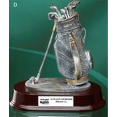 Silver/Gold Golf Bag Sculpture Trophy (7 1/2")