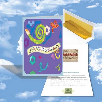 Cloud Nine Birthday Music Download Purple Greeting Card w/ Happy Birthday