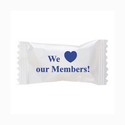 Pastel Buttermints In A "We Love Our Members" Wrapper