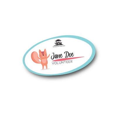 Oval White Plastic 1.5" x 3" Name Tags