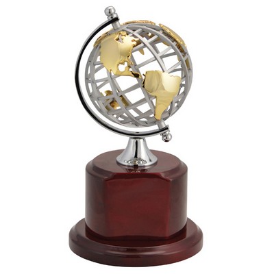 Metal Globe with Rosewood Base 9 1/4"H x 5 1/4"