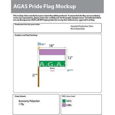 Gender Queer Stick Flag 12"X18"