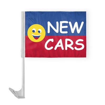 New Cars Smiley Car Flags 12x16 inch