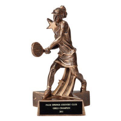 7½" Resin Tennis Trophy w/Female Figure & Shooting Star