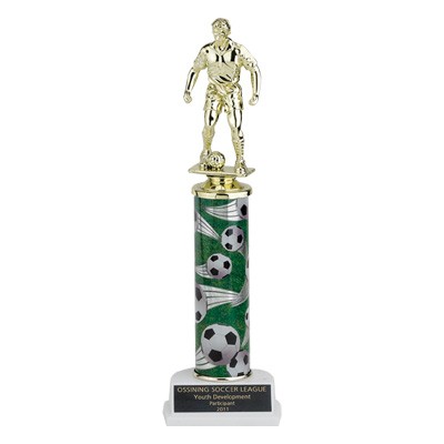 13½" Single Column Soccer Trophy w/Figure