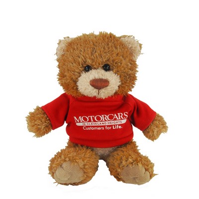 8" Brown Sugar Bear Stuffed Animal w/Shirt & One Color Imprint