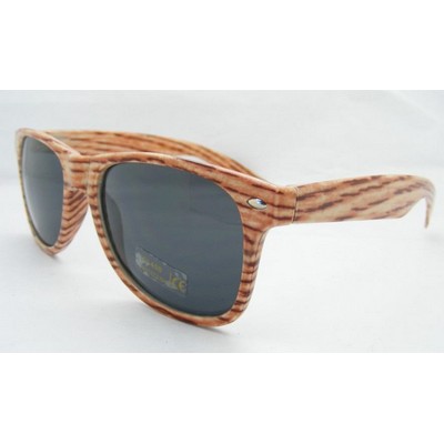 Plastic Sunglass with wood grain print