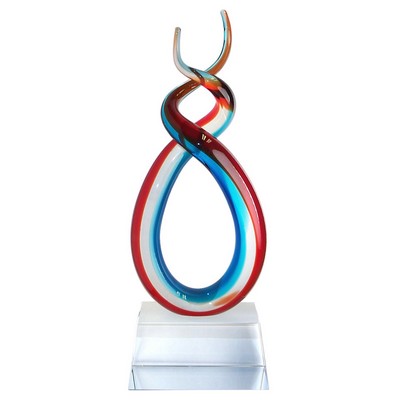 Blue & Red Twists and Turns Inspired Art Glass Award - 15 1/2'' H