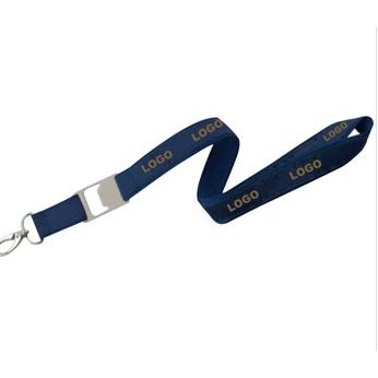 Heat Transfer Printed Polyester Lanyard w/Lobster Clip and Bottle Opener