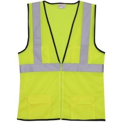 Yellow Mesh Zipper Safety Vest (2X-Large/3X-Large)