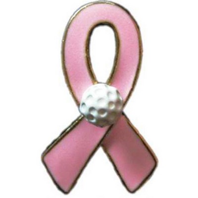 Awareness Ribbon Pin with Center Golf Ball