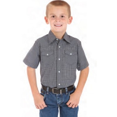 Wrangler® Boys' Muliti Short Sleeve Dress Western Plaid Snap Shirt