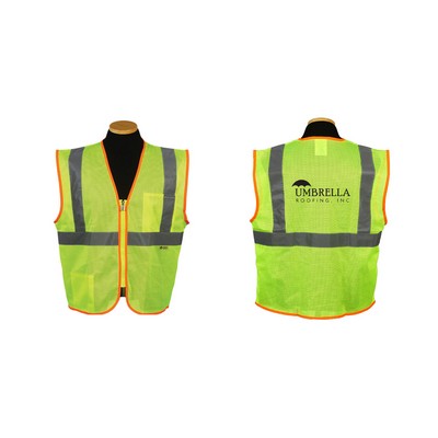 Green safety vest, ANSI class 2, (med-5xl)