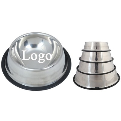 Stainless Steel No Slip Dog Bowl w/Rubber Base