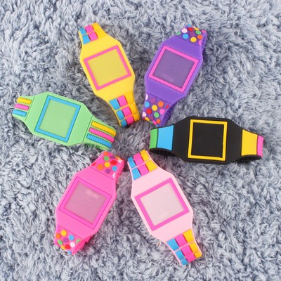 Rainbow LED Square Screen Silicone Watch