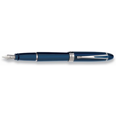 Luxury Line Aurora Ipsilon Deluxe Blue with Chrome Trim Fountain Pen