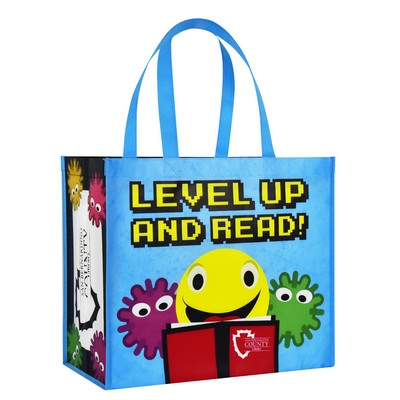 Custom Full-Color Laminated Non-Woven Promotional Library Tote 15"x13"x8"