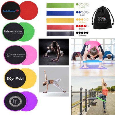 Kidder Fitness Resistance Bands Set + Exercise Sliders