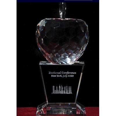 Crystal Apple figurine Award w/Torch Base & 3D New York Skyline