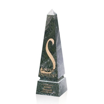 Groove Marble Obelisk - Green 8"