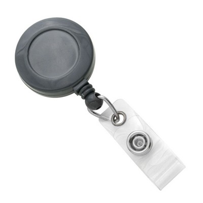 Custom Round Plastic Clip-On Badge Reel (Gray)