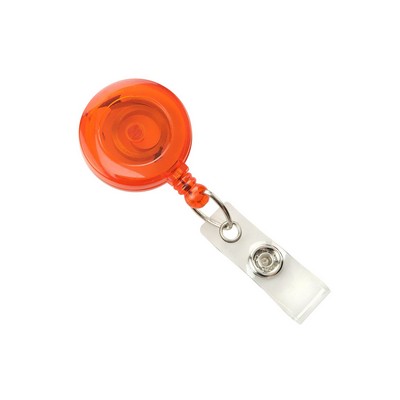 Custom Round Translucent Plastic Badge Reel (Orange)