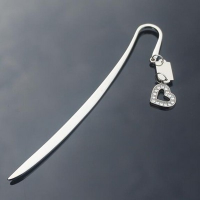 Metal Bookmark w/Heart Pendant