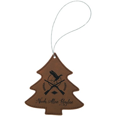 Dark Brown Leatherette Tree Ornament