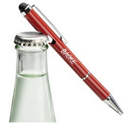 Bottle Opener Ballpoint Pen w/Stylus