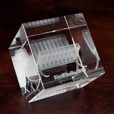 Large Edge Cut Crystal Cube Award (3 1/8"x3 1/8"x3 1/8")