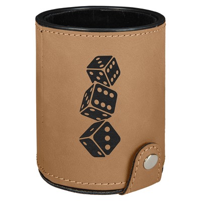 Light Brown Leatherette Dice Cup w/ 5 Dice