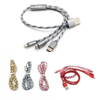 3-in-1 Nylon Braided Charging Cable