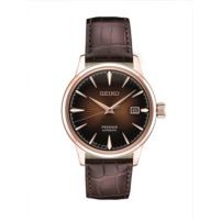 Seiko Presage Men's Watch w/Rose Gold Stainless Steel Case & Brown Leather Strap