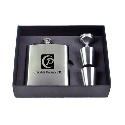 Stainless Steel Hip Flask Gift Set Kit Including Shot Glass And Funnel