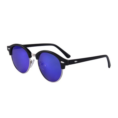 Sunglasses - Blue Mirror Lenses - Black Frames