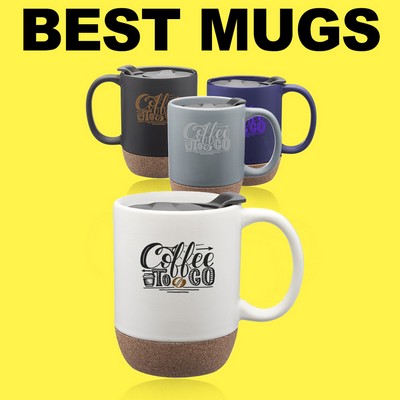 Best Barista 13oz Cork bottom coffee mug with lid