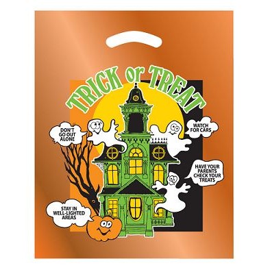 Halloween Stock Design Orange Reflective Die Cut Bag • Haunted House (12"x15")