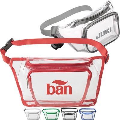 Clear Transparent PVC Fanny Pack w/ Two Zipper Pockets